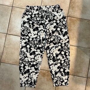 EVERLANE PANTS Linen Pull-On Barrel Bone Floral L